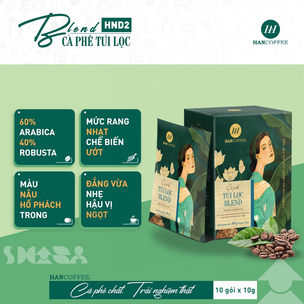 Cà Phê Túi Lọc HANCOFFEE BLEND Phin Giấy tiện lợi 10 gói/ hộp