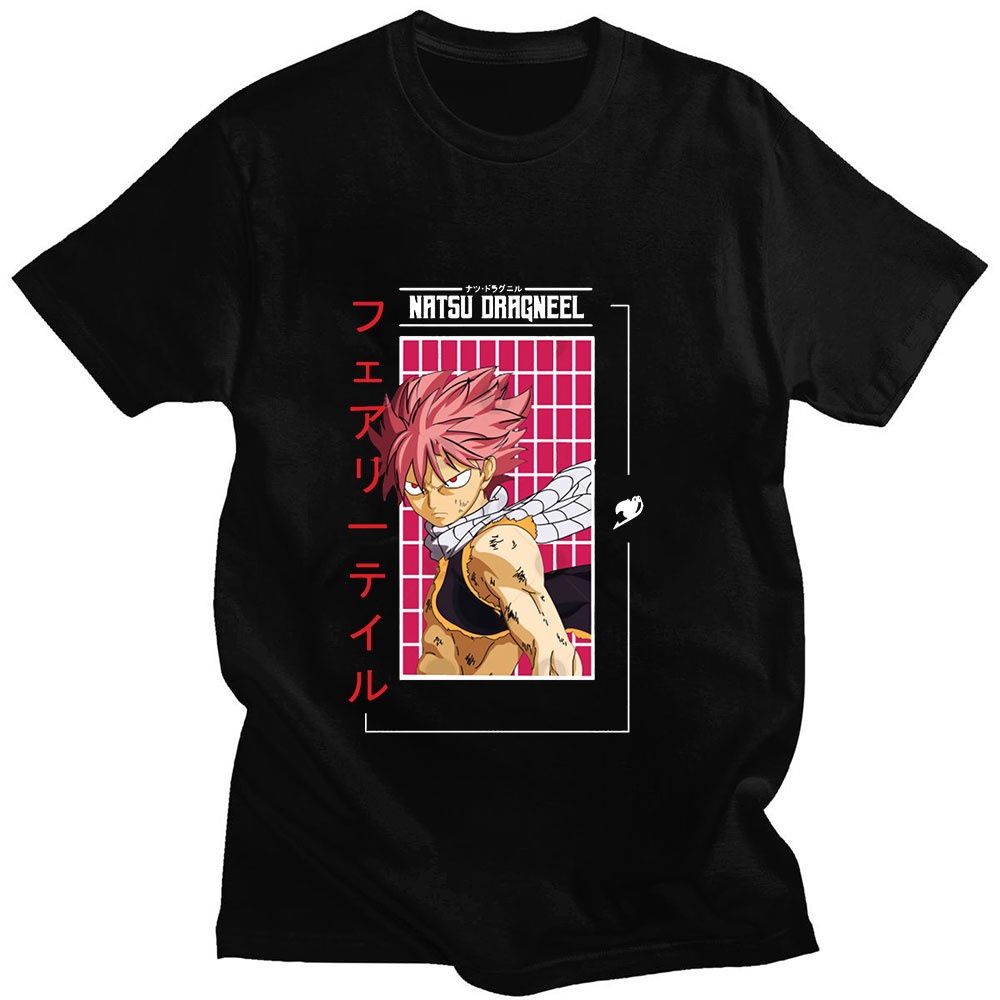 Áo Thun Cotton Tay Ngắn Dáng Rộng In Hình Truyện Tranh Fairy Tail Natsu Dragneel Phong Cách Harajuku Mùa Hè Cho Nam