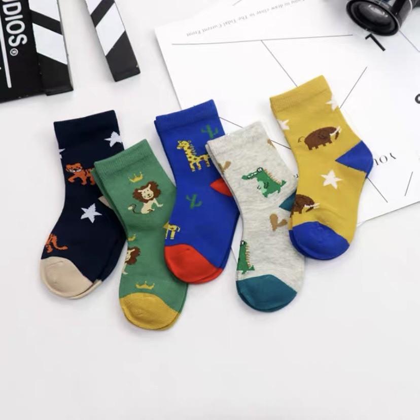 PVN54837 Set 10 đôi tất hình con vật ngộ nghĩnh cao cổ cho bé chất đẹp