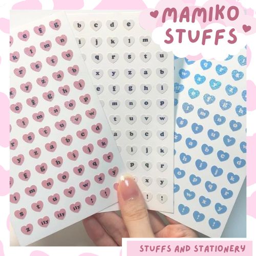 STICKER CHỮ TIM TRANG TRÍ TOP LOADER, PLANNER CỰC XINH