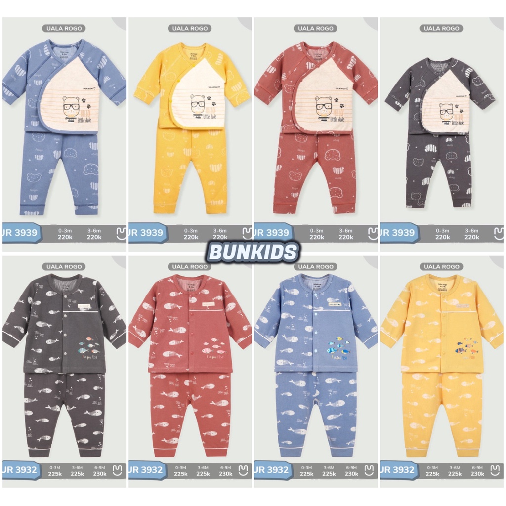 [ XẢ KHO GIÁ SỐC ] Bộ nỉ sơ sinh UALA ROGO cài giữa cài chéo thu đông nỉ dày vừa 3939 3932