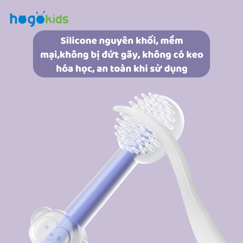 Set 3 Bàn Chải Răng Lưỡi Silicone 3 Giai Đoạn Phát Triển Răng Nướu Hogokids - Có Hộp Đựng Cho Bé Từ 0-18m Timikid