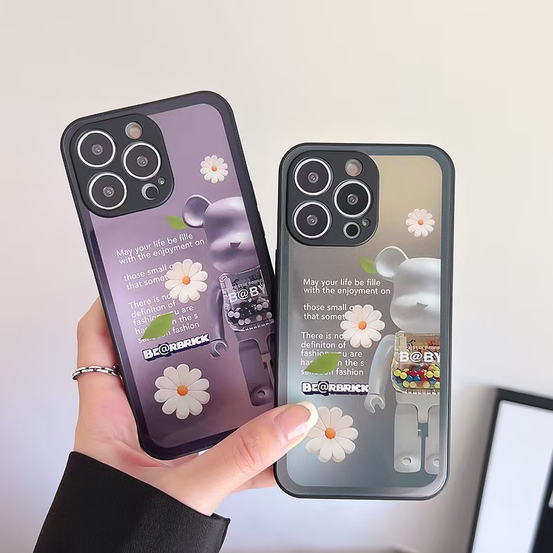 Ốp Điện Thoại Kính Cường Lực In Hình Hoa Cúc Gấu kaws Cho iPhone 14promax 14 13promax 12 11 X XS XSMAX