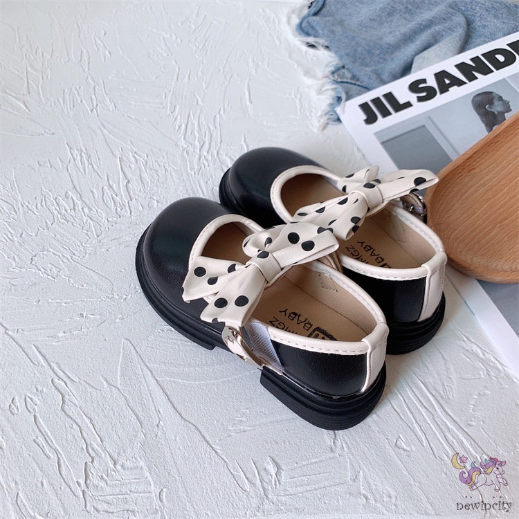 Giày Búp Bê Da Đế Mềm Đính Nơ Phong Cách Anh Quốc Cho Bé Gái