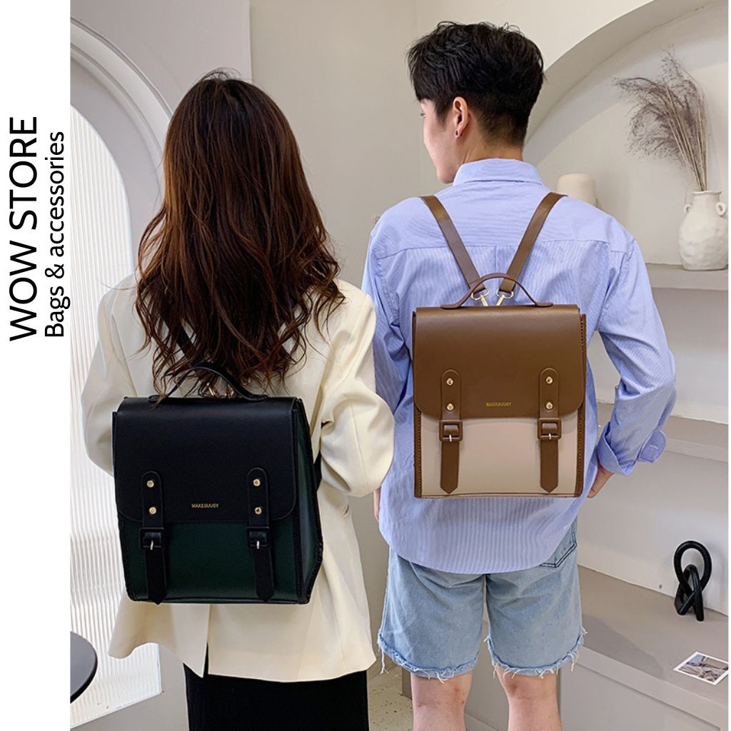 Balo cặp đi học đi làm nữ nam unisex đẹp thời trang Hàn Quốc cao cấp giá rẻ da chống nước Max&Suusy BLN0002