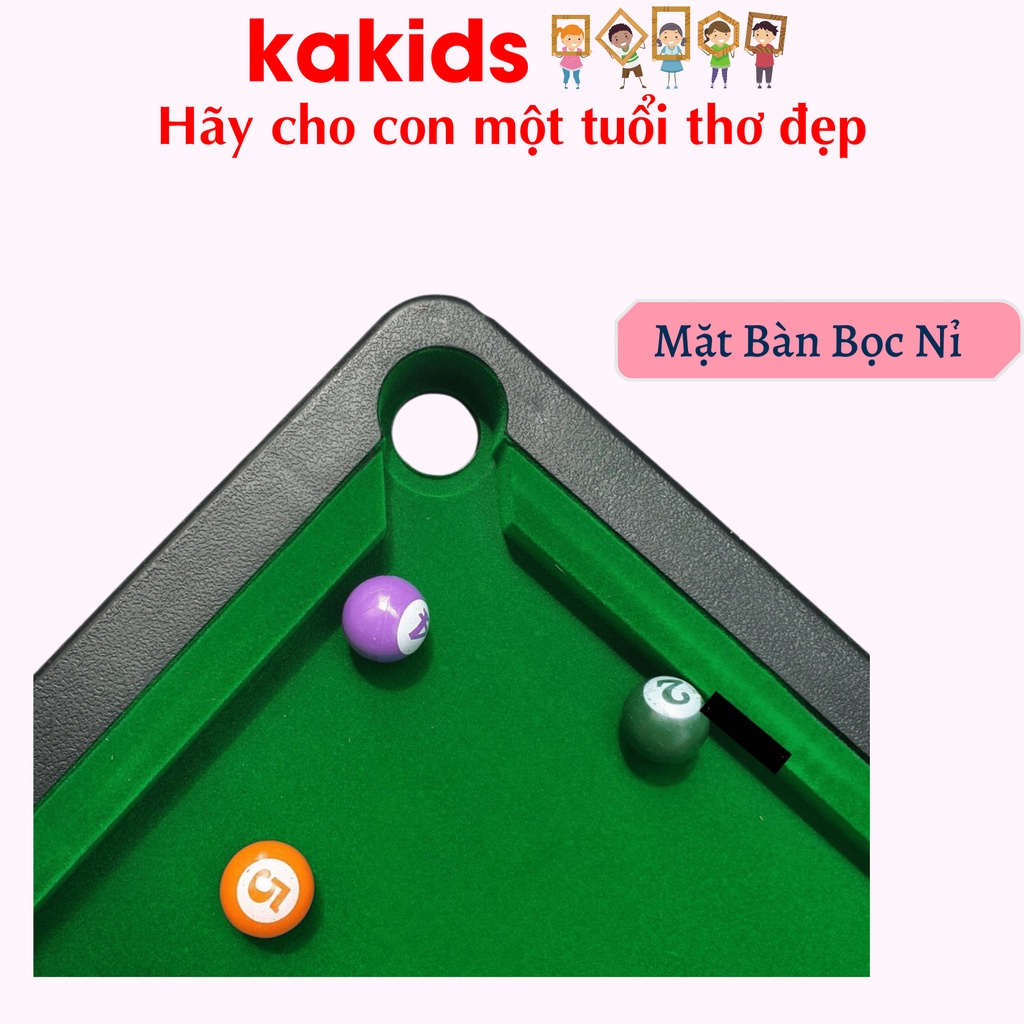 Bàn bi a mini mặt bàn bọc nỉ, bàn bida gồm 2 gậy 11 bi đánh số