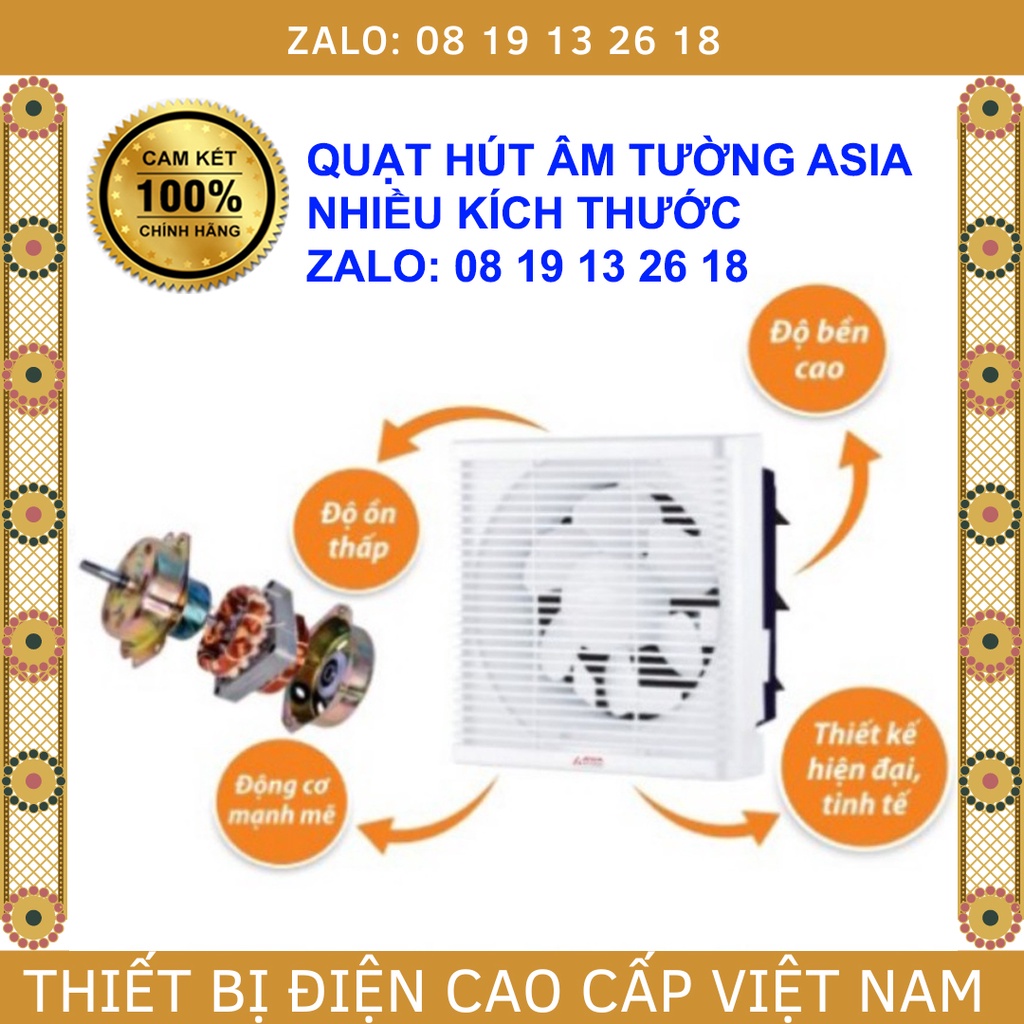 Quạt hút gió Âm Tường Asia, màu trắng, nhiều kích thước, quạt hút mùi wc, nhà tắm, phòng bếp, chính hãng.