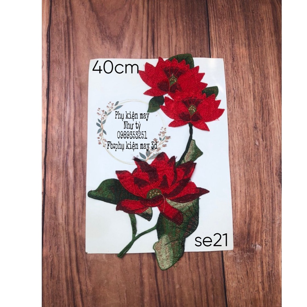 nhánh hoa sen thêu trang trí 40cm