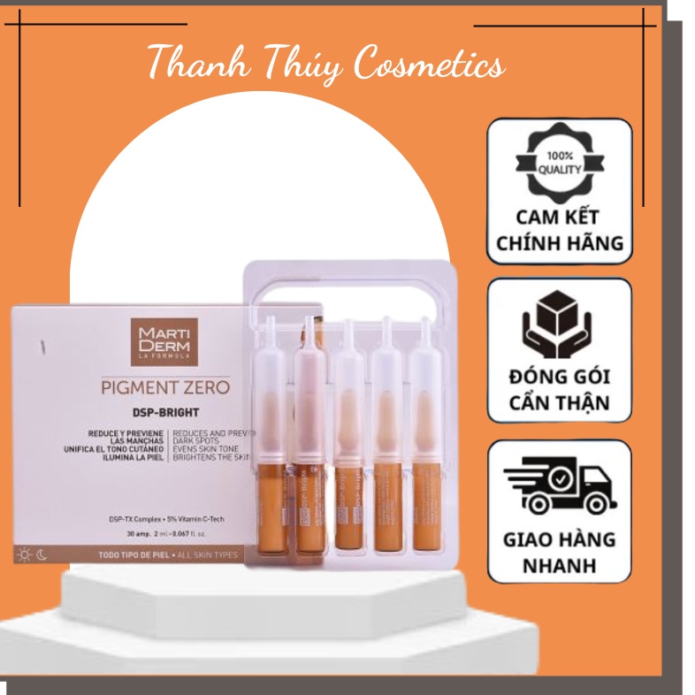 Serum DSP MartiDerm Pigment Zero Bright Dưỡng Sáng Da, Mờ Nám - 1 vỉ 5 ống