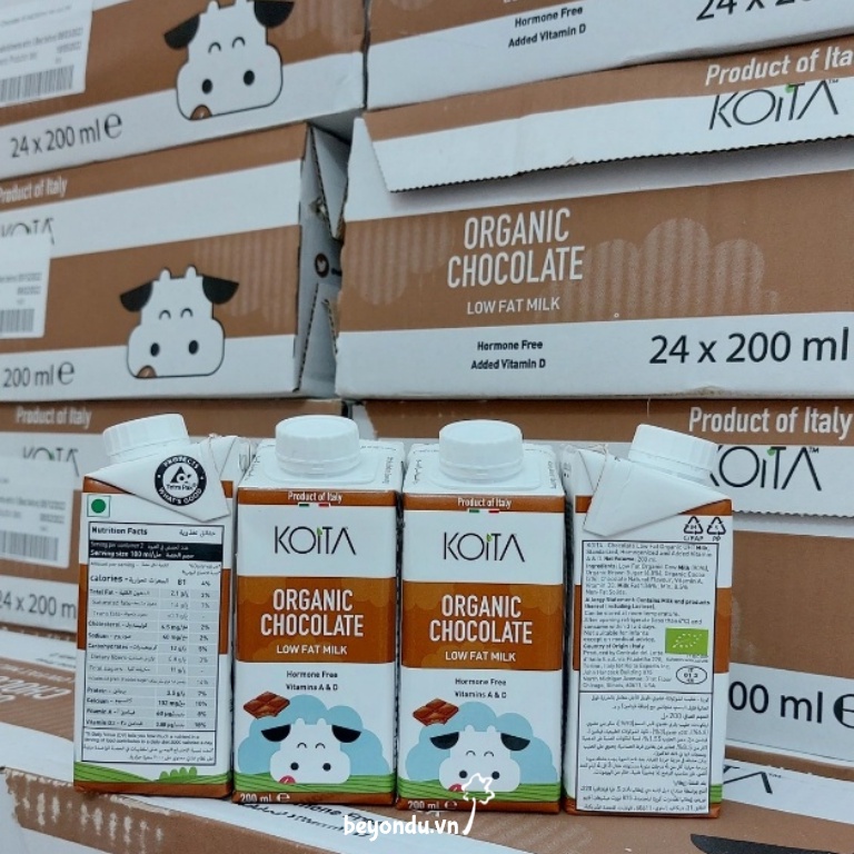 Sữa ít béo vị socola hữu cơ Koita 200ml - Organic Chocolate Low Fat Milk