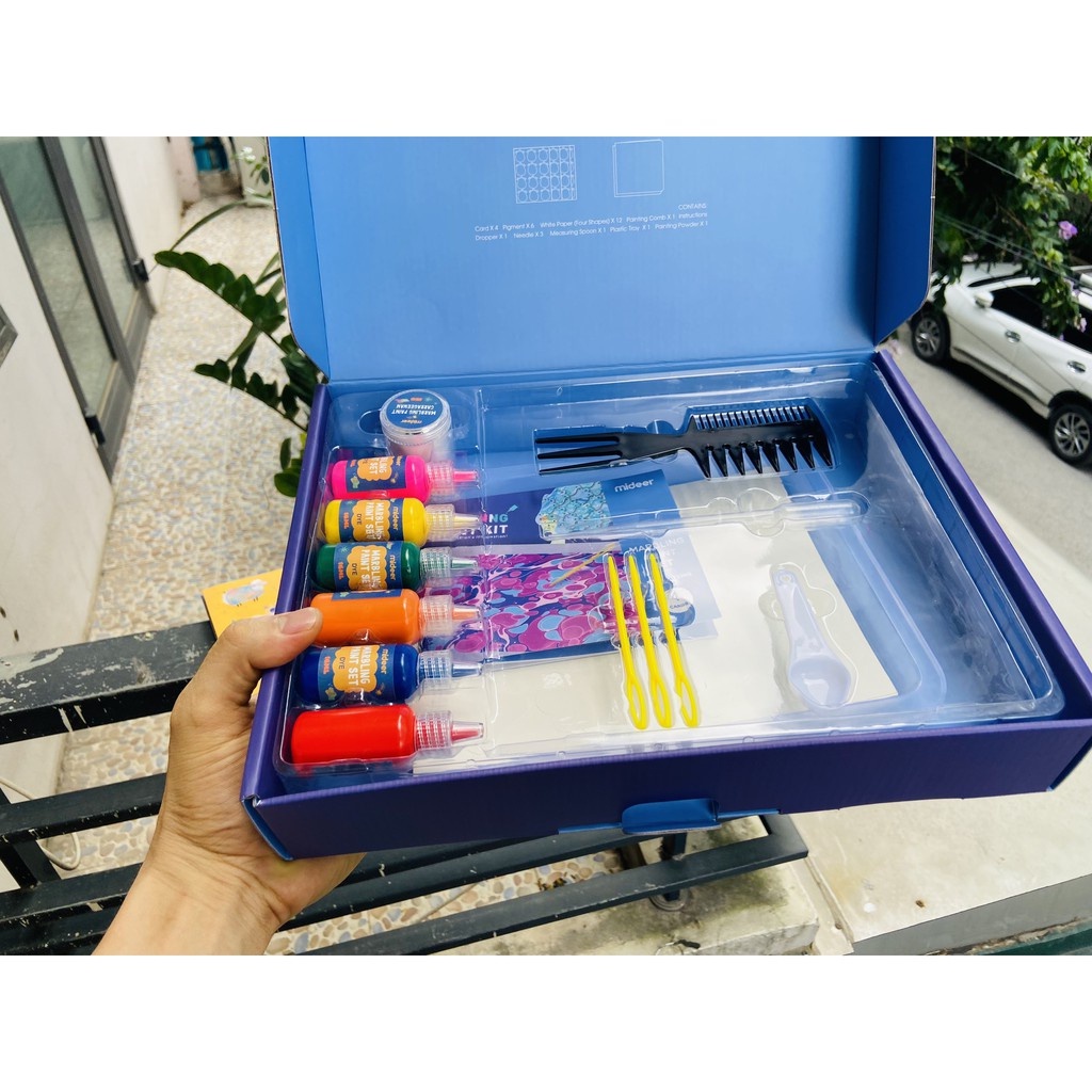 Bộ Đồ Chơi Kit Vẽ Tranh Thủy Ấn, Vẽ Tranh Trên Nước Chính Hãng Mideer Marbling Paint Kit - DinoKidsToys