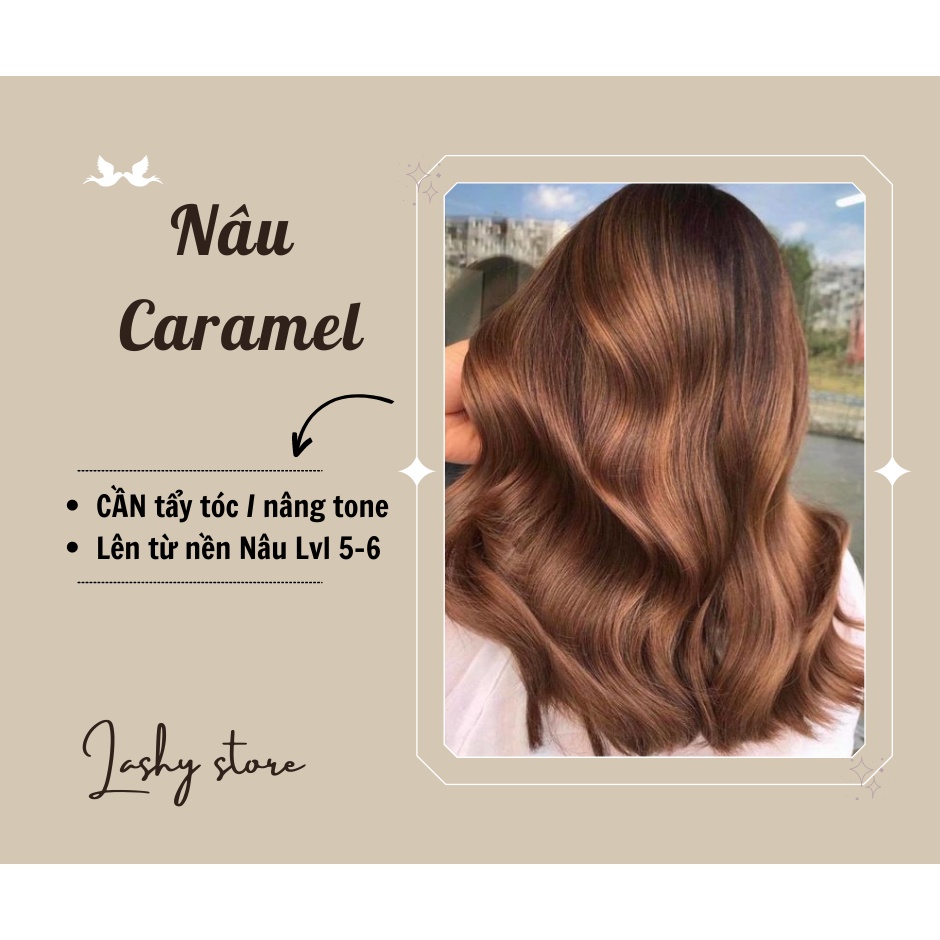 Thuốc Nhuộm Tóc Nâu Caramel, Nâu Trà Đào Nhuộm Tại Nhà Không Cần Tẩy( tặng  oxi + găng tay+ hdsd) | Lazada.vn