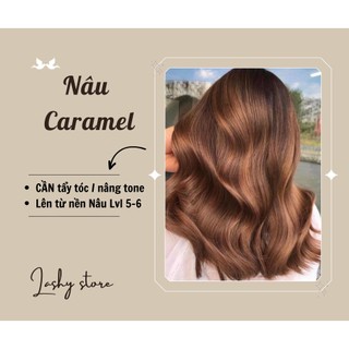 Combo Thuốc nhuộm tóc màu NÂU CARAMEL - Tặng kèm Oxy - Lên màu chuẩn - Lashystore, Lashy store