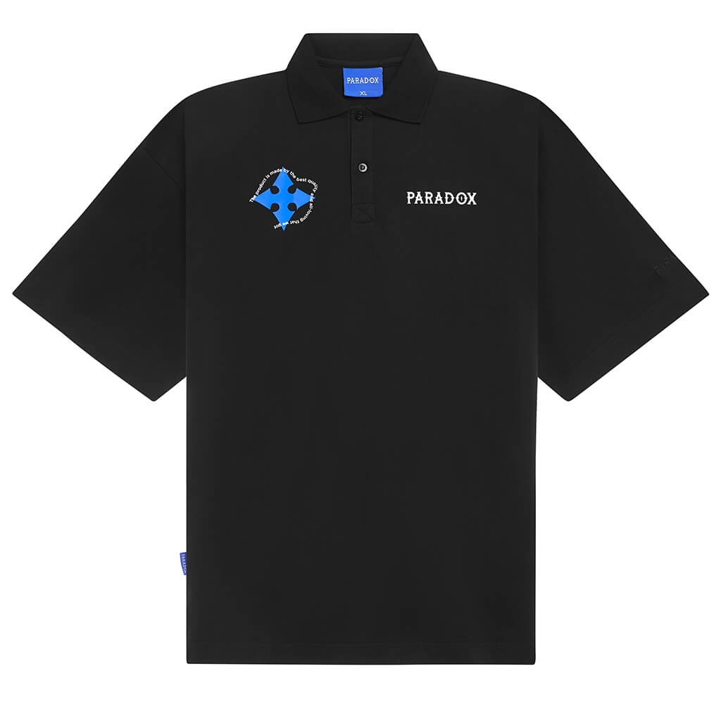 Áo thun có cổ Paradox tay lỡ THE SINUOUS POLO - Đen