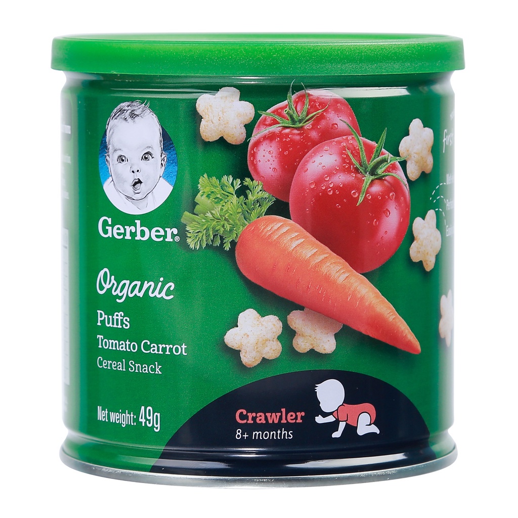 [MKB Gift] Bánh Ăn Dặm Gerber Puffs Vị Cà Chua, Cà Rốt - Hộp 49g