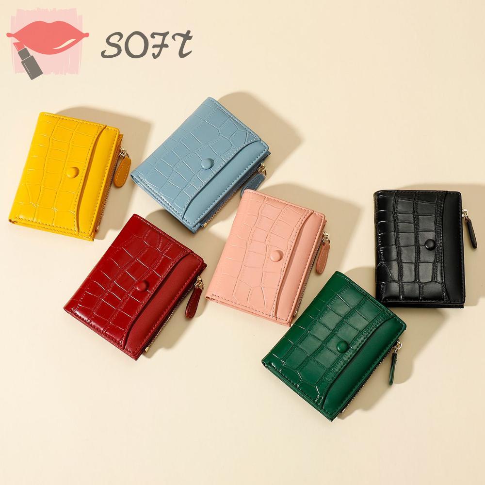 Ví da PU đựng thẻ nhiều ngăn có khóa kéo thời trang cho nữ