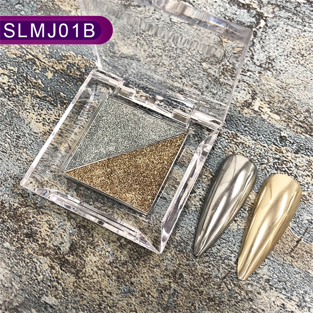 ♕Pha Lê 2 Màu Móng Tăng Cường Chắc Chắn Chiếc Gương Ma Thuật Bột Dễ Dàng Màu Sắc Và Phồng Lâu Laser Bột titan Gold Upbest