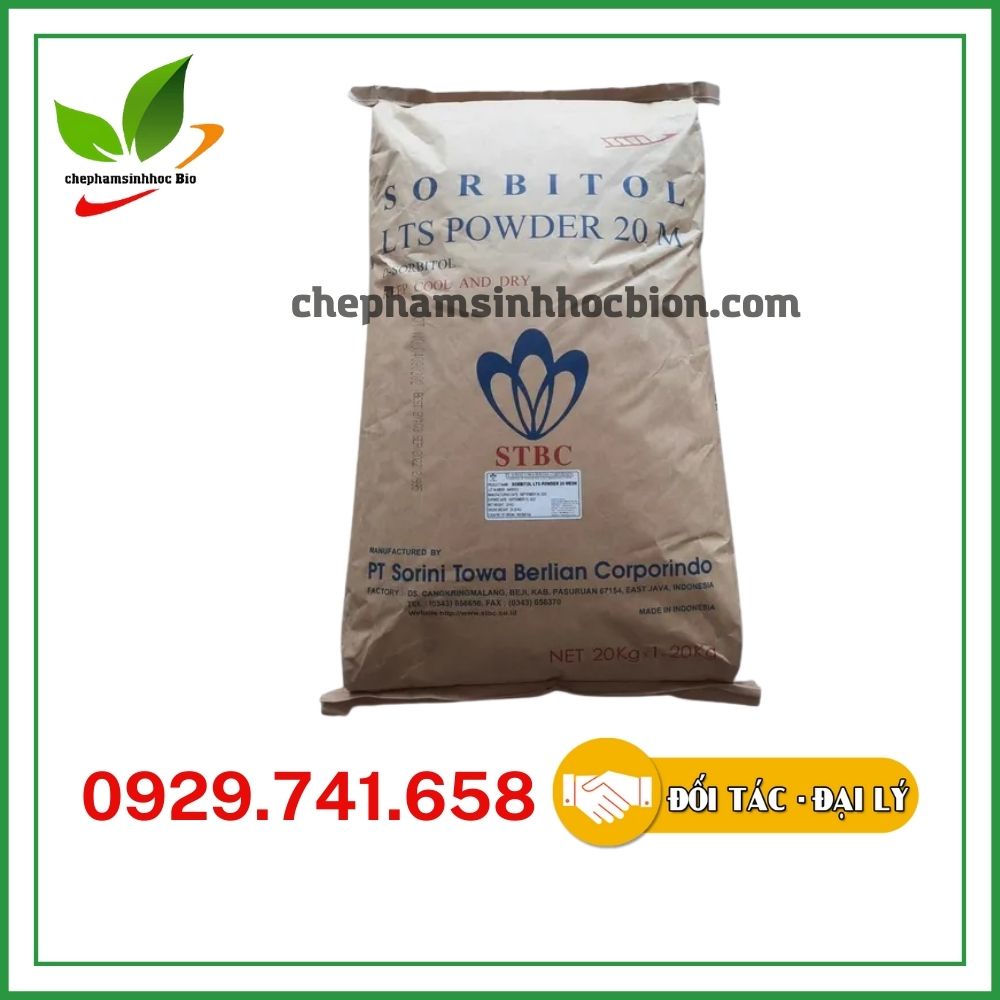 SORBITOL Bột 99%. Tăng cường chức năng gan, giải độc gan cho tôm, cá. Bao 25kg