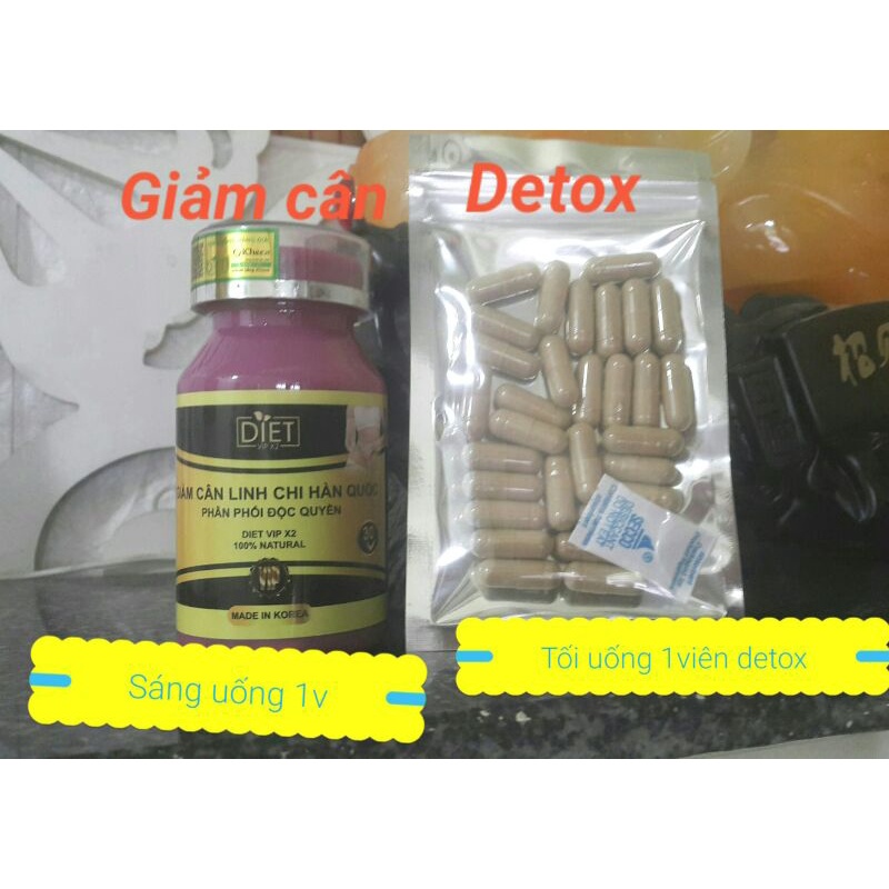 Combo Giảm cân cấp tốc - 30 viên Linh chi Hàn quốc  và 30v detox