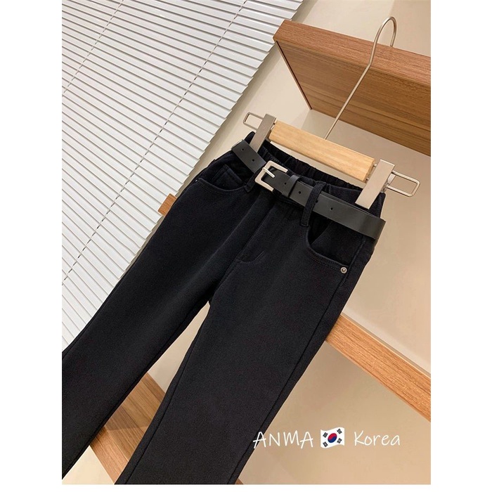 Quần Jeans Ống Loe Màu Đen Phong Cách Hàn Quốc Cho Bé Gái