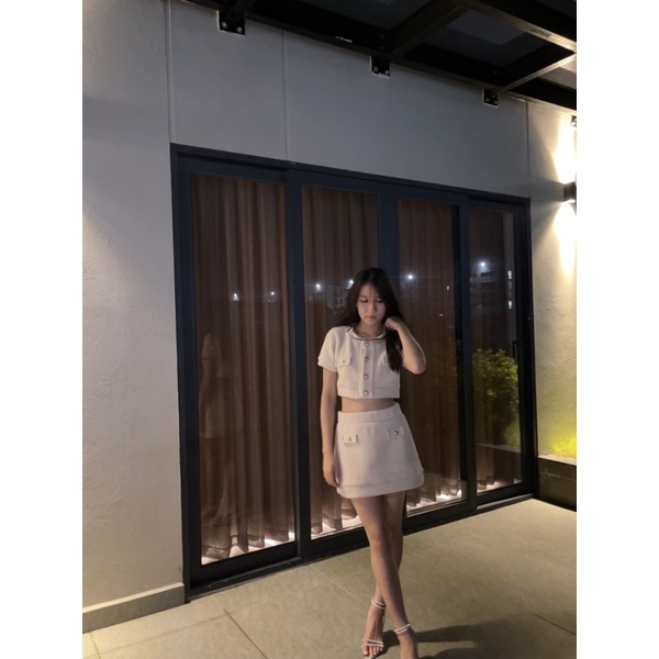 Set Áo Lông Thỏ Crotop - Chân Váy Chữ A