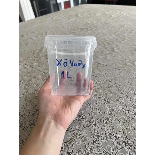 Xô nhựa VUÔNG 1L  xô nhựa quai xách, xô thực phẩm, xô trà sữa , xô bánh kẹo mứt tết