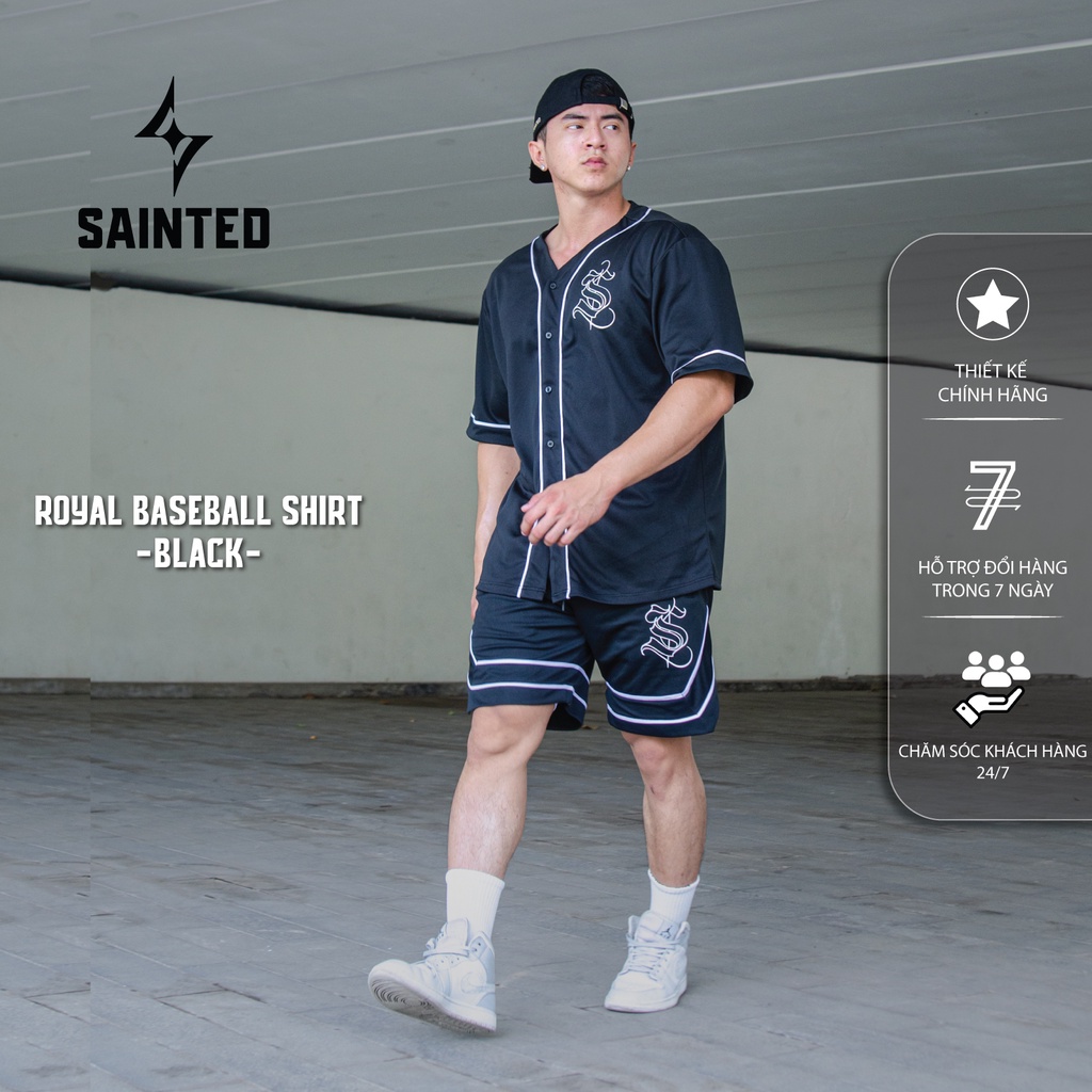 Áo bóng chày unisex form rộng logo 3D Royal Baseball Shirt | SAINTED