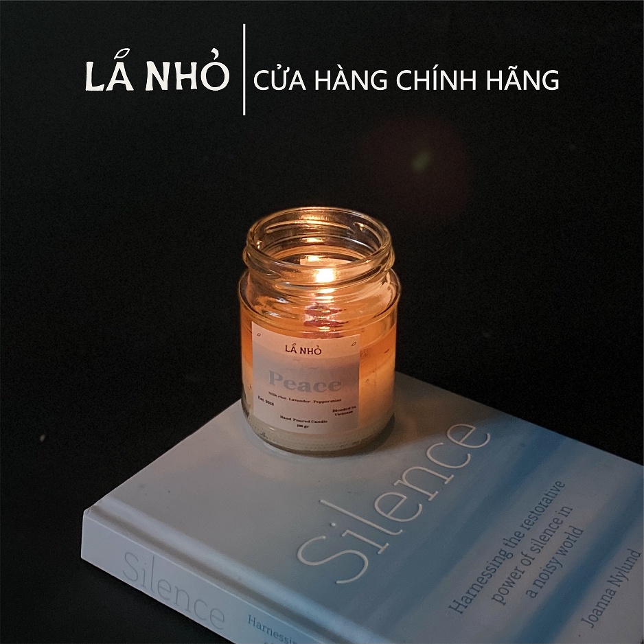 Nến thơm Handmade LÁ NHỎ - Peace (Sữa gạo + Lavender + Bạc Hà) - Nhẹ nhàng nâng niu cảm xúc - Không khói - An toàn