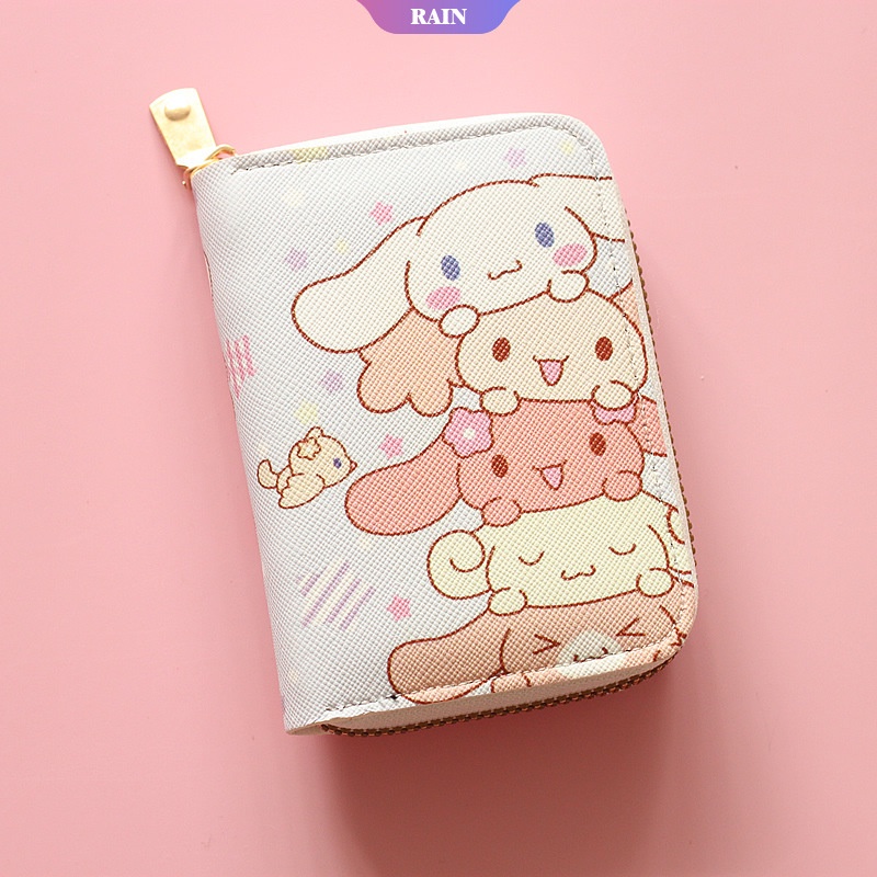 Ví Da PU Đựng Tiền Xu / Thẻ Đa Năng Hình Hoạt Hình Sanrio Kawaii Hello Kitty Cinnamoroll Dễ Thương