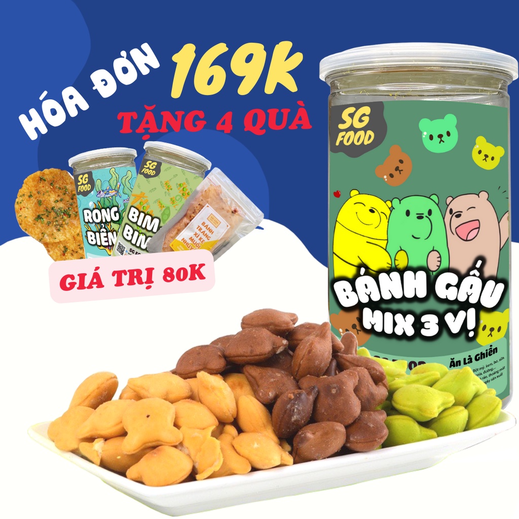 Bánh gấu nhân kem sữa mix 3 vị 420g đồ ăn vặt Sài Gòn vừa ngon vừa rẻ