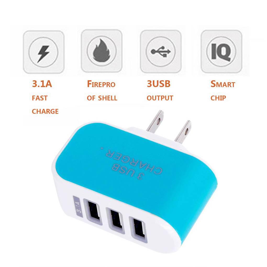 Củ Sạc Tích Hợp 3 Cổng USB Tiện Lợi Du Lịch