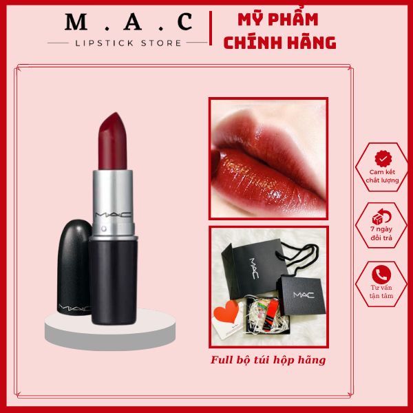 Son MAC Dubonnet 108 Đỏ Nâu Lạnh siêu hot, son thỏi lì mịn Mac Matte Lipstick