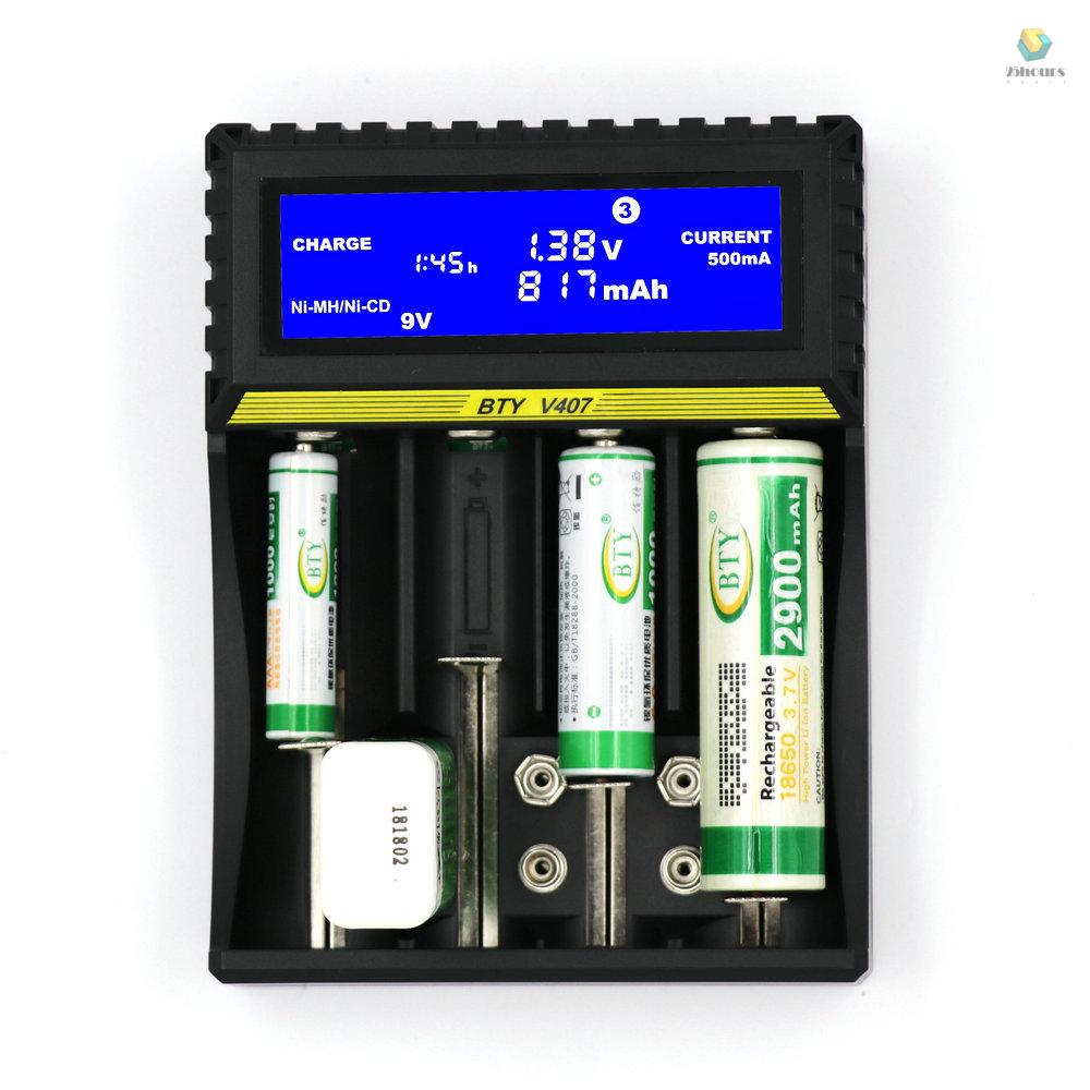 Bộ Sạc Pin Lithium 18650 ion Bằng Niken Kim Loại Màn Hình LCD Đa Năng Cho Pin AA AAA 9V