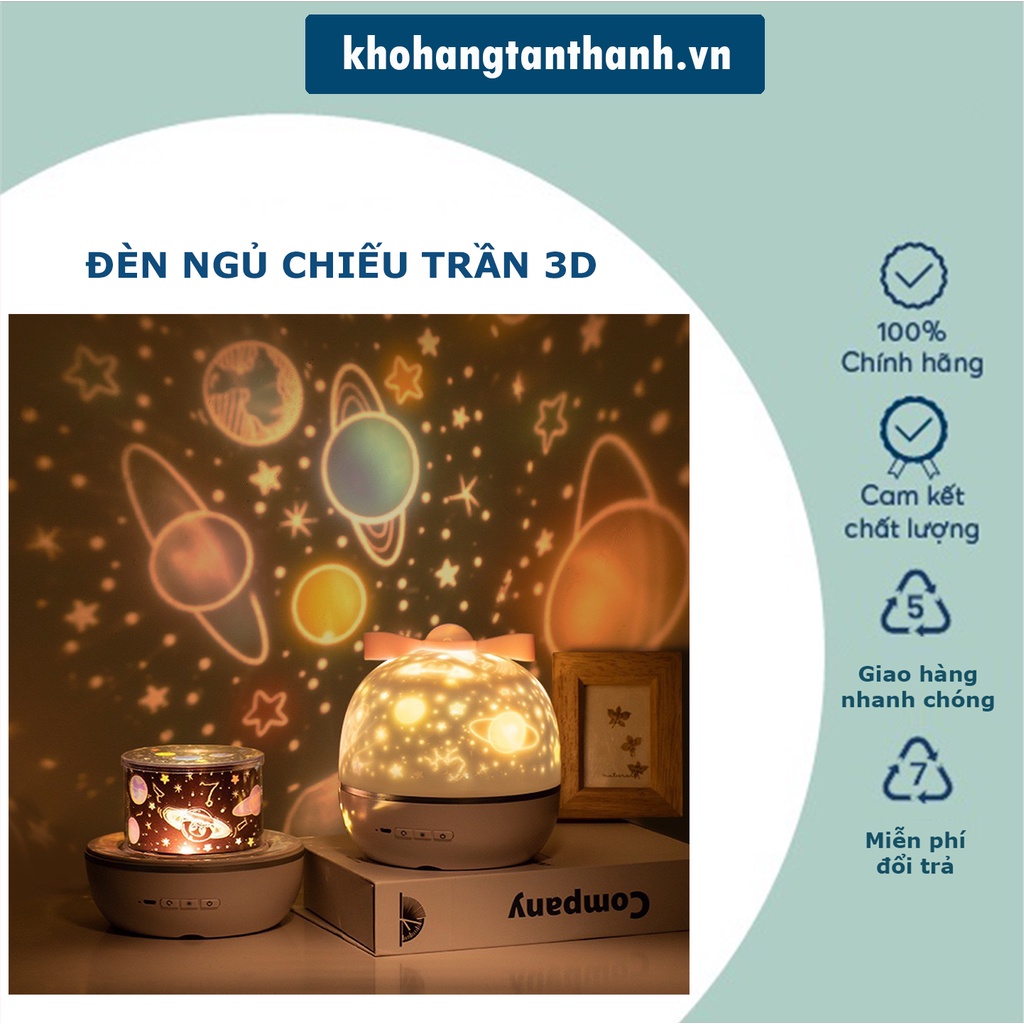 ĐÈN NGỦ CHIẾU TRẦN 3D ĐỔI MÀU 6 CHỦ ĐỀ XOAY 360 ĐỘ