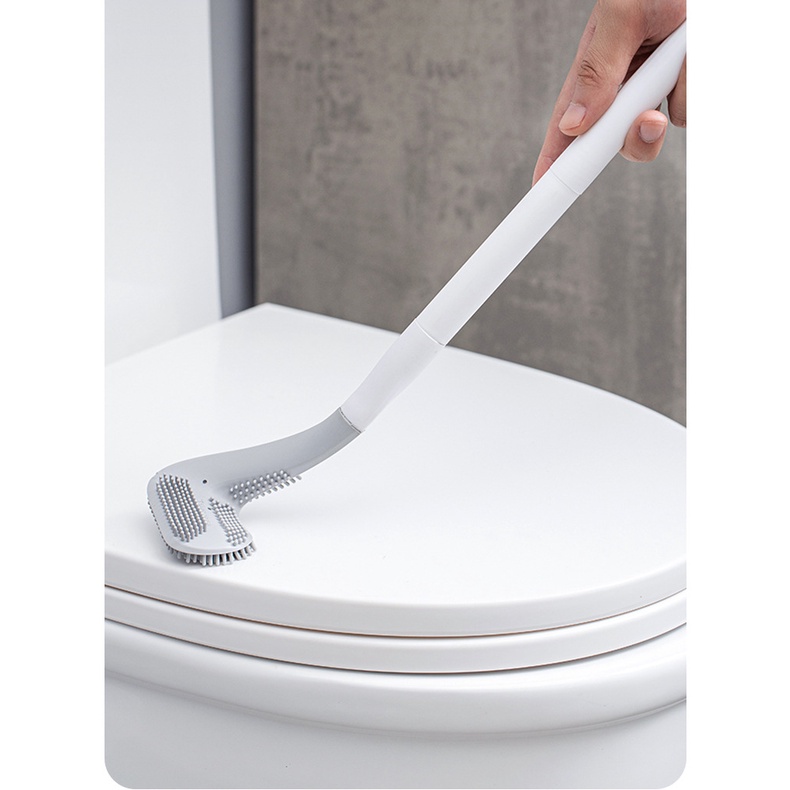 Bộ Bàn Chải Vệ Sinh Toilet Bằng Silicon Mềm Với Đế Dài Và Tay Cầm Dài Không Khoan Có Thể Tháo Rời