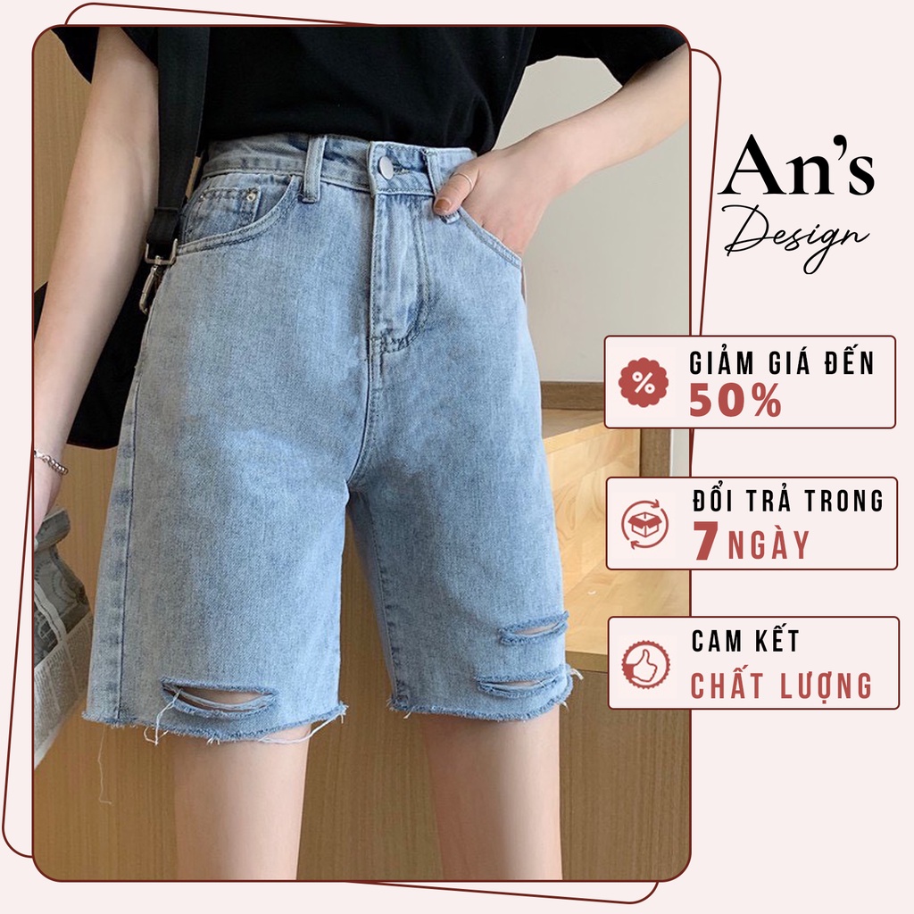 Quần jean ngố ❤️ Quần bò nữ cạp lưng cao rách đùi cá tính, chất bò dày dặn trẻ trung