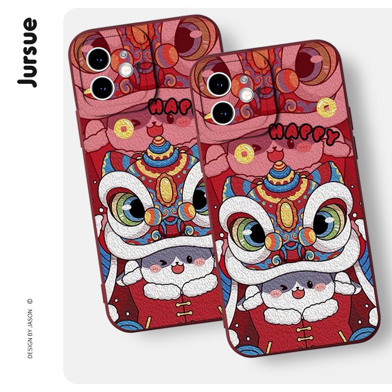 Ốp lưng JURSUE ốp iphone Tết hoạt hình dễ thương đẹp độc lạ ngộ nghĩnh vintage Cho iPhone 14 13 12 11 Pro Max SE 2020 X XR XS 8 7 ip 6S 6 Plus kute XYH924