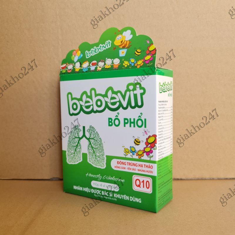 Bebevit Bổ Phổi - Đông trùng hạ thảo, hồng sâm, yến sào, nhung hươu - Hộp 20 ống