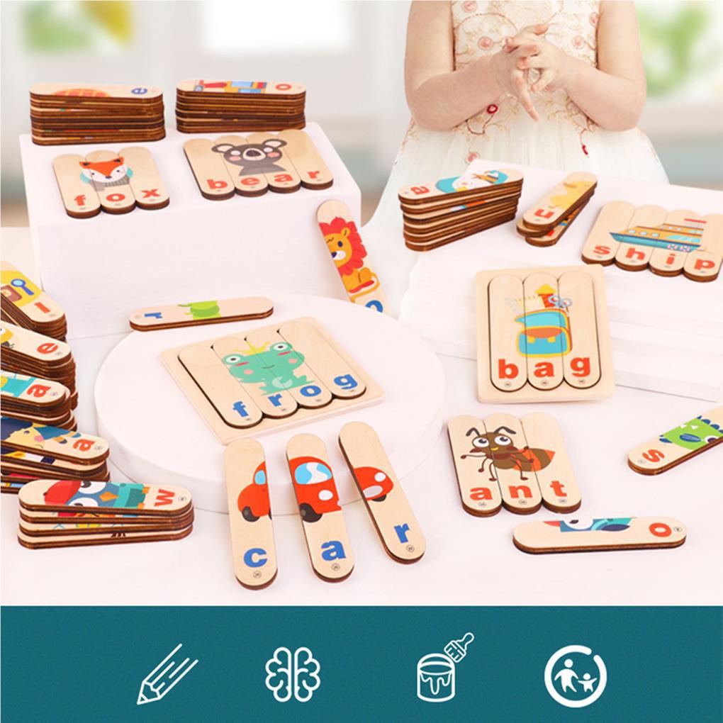 Bộ Đồ Chơi Nhận Biết Chữ Cái Tiếng Anh Bằng Gỗ Sáng Tạo Dành Cho Bé