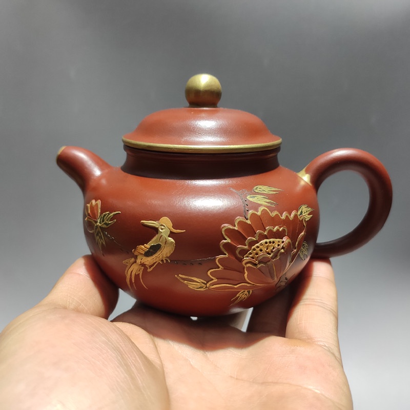 Ấm Tử Sa Nghi Hưng Phan Hồ Miêu Kim 250 ml (Chu Nê Đất Cũ, Ấm Cổ Sưu Tầm Của Xưởng 1)