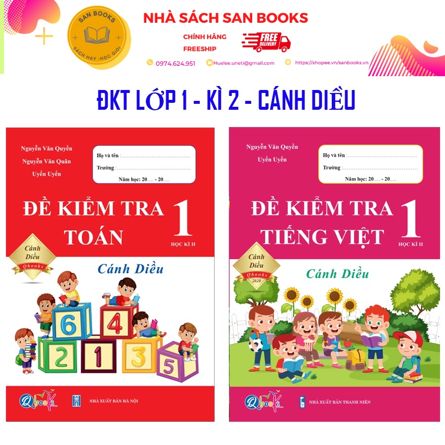 Sách - Combo Đề Kiểm Tra Toán - Tiếng Việt Lớp 1 - Học Kì 2 - Cánh Diều (2 cuốn)