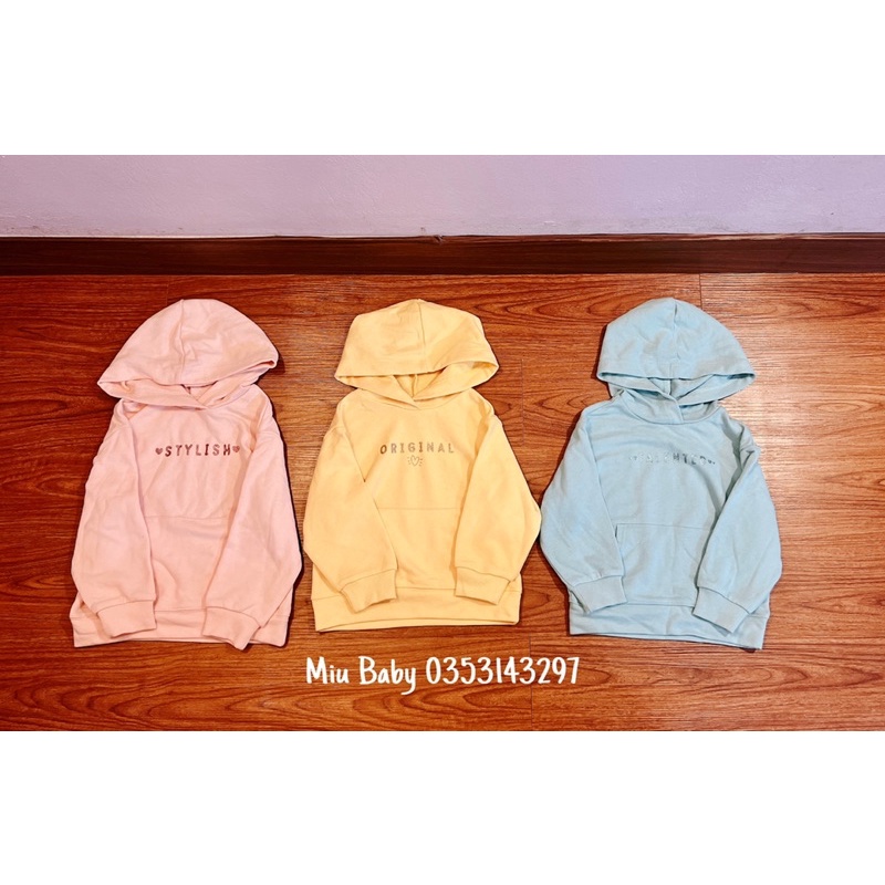 Áo nỉ hoodie có mũ bé gái 3 màu du xịn