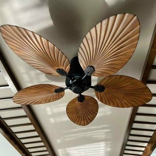 Quạt Trần 5 Cánh Lá Cọ Xoè Đẹp Lõi Đồng Chạy Êm, Có Điều Khiển Nhiều Tốc Độ Quạt, Phù Hợp Mọi Không Gian Việt