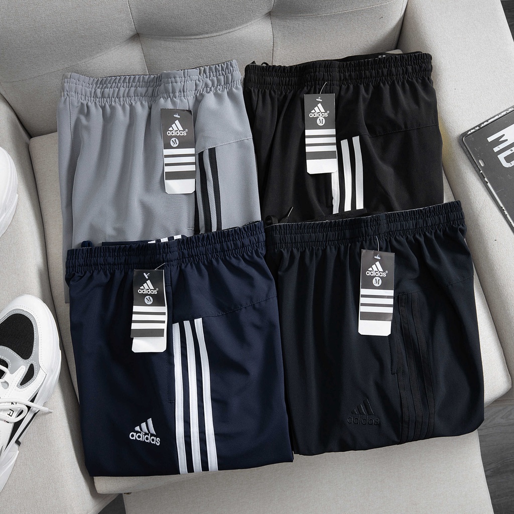 Quần Gió Dài 1 Lớp 3 Sọc, Ống Xuông, Logo Thêu, Hàng VNXK Cao Cấp