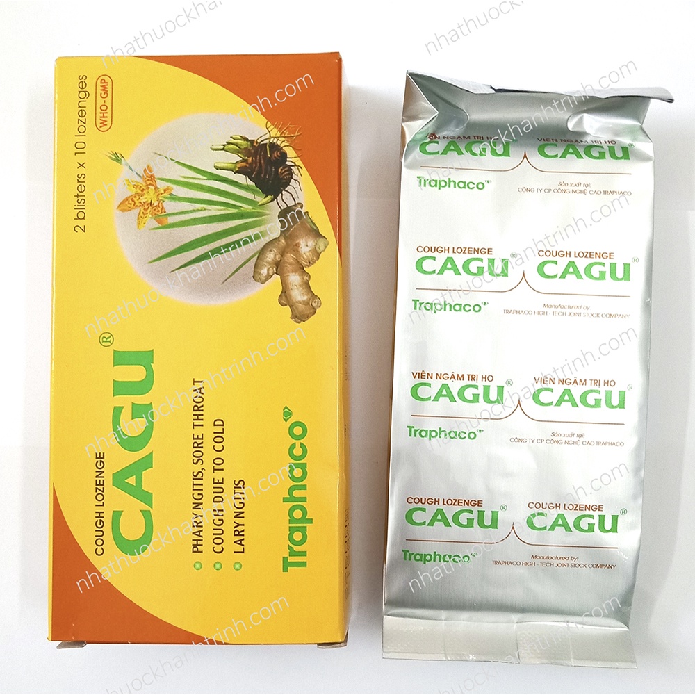 Viên ngậm ho CAGU của Traphaco - giảm ho, ngứa rát họng, hộp 20 viên