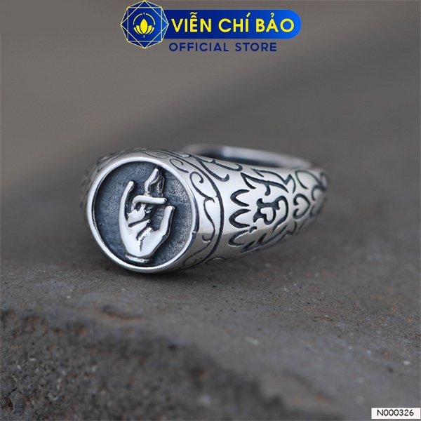 Nhẫn từ bi chất liệu bạc Thái 925 thời trang phụ kiện trang sức Viễn Chí Bảo N000326