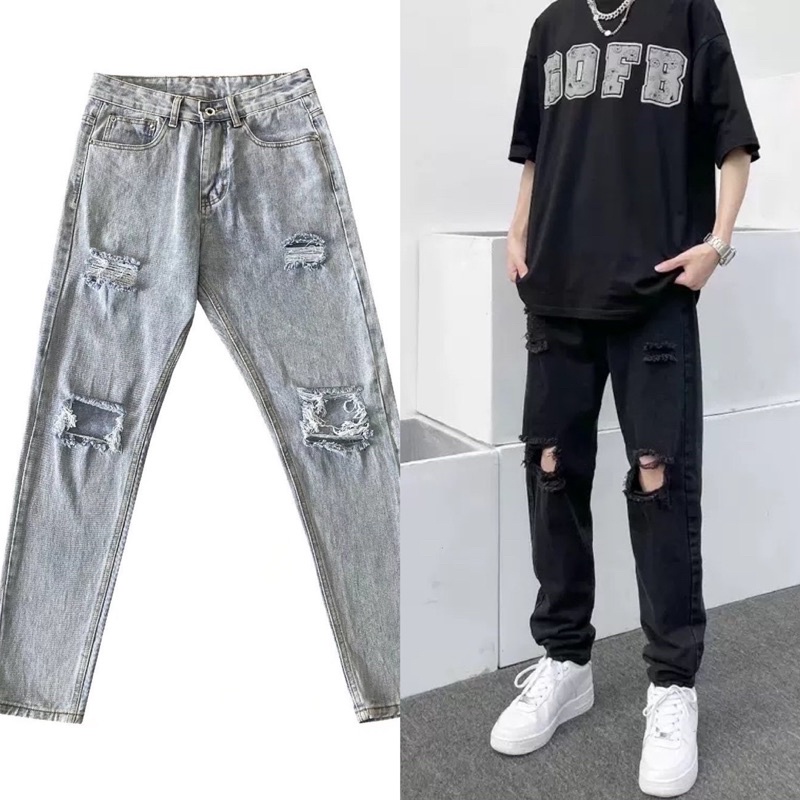 Motley Ripped Jeans - Quần bò rách form ôm trendy streetweart
