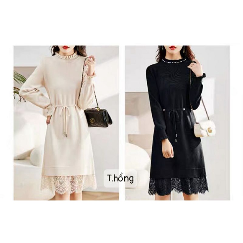 Váy len bầu thời trang mùa thu đông công sở chất liệu dày dặn free size dưới 75kg