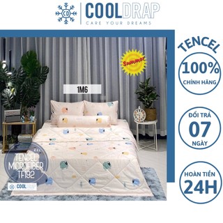 Bộ chăn ga gối lụa tencel cao cấp cool-kids bộ chăn drap gối lụa tencel 05 món sang xịn mịn mát