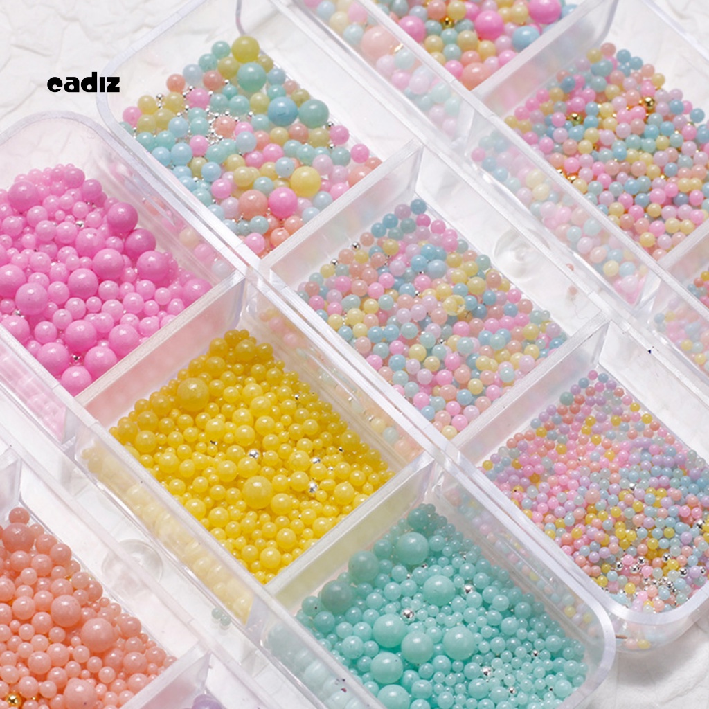 1 Hộp Hạt Tròn Mini 3D Đính Trang Trí Móng Tay